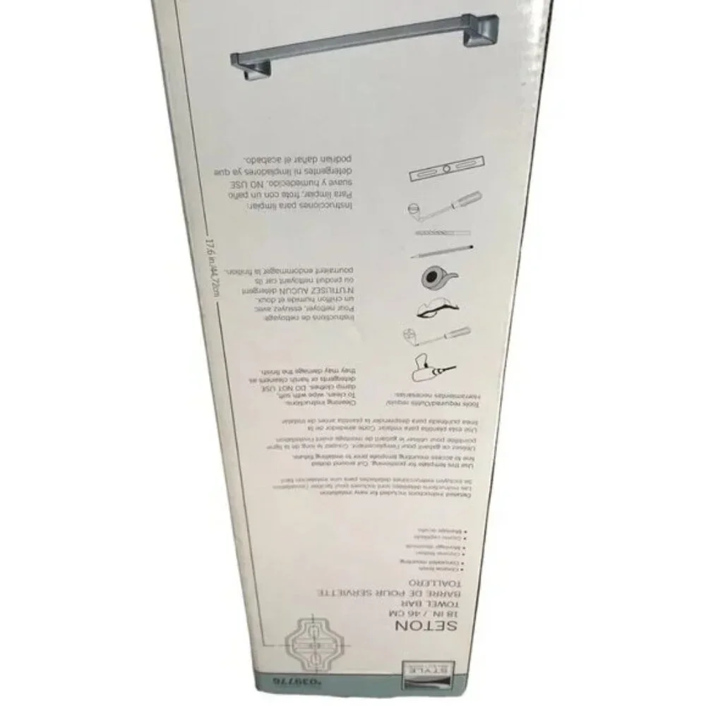 New Sealed Seton 18 Inch Chrome Towel Bar, Metal (Bathroom / Shower)